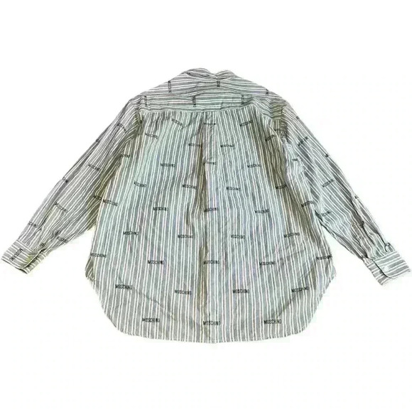 Moschino Vintage 90’s Pin Stripe Peace Button Up Long Sleeve - Picture 3 of 6